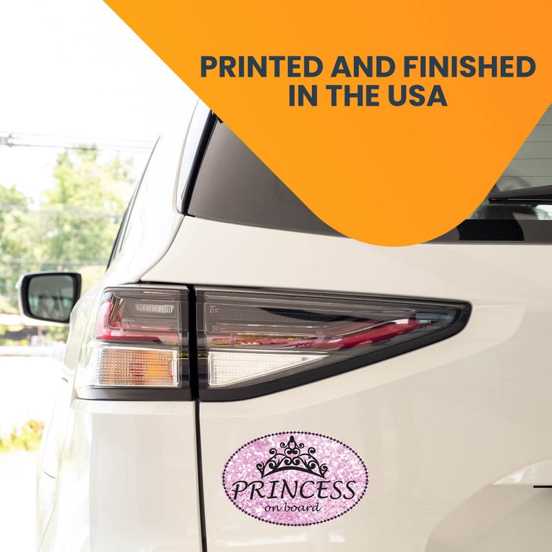 Magnet Me Up Princess On Board Car Magnet Sparkly Glitter Deca, Pink Oval, 4x6 Inches, Heavy-Duty Automotive Magnet for Car, Truck, SUV, Refrigerators, Other Surfaces Cute Driver Magnet - Image 3